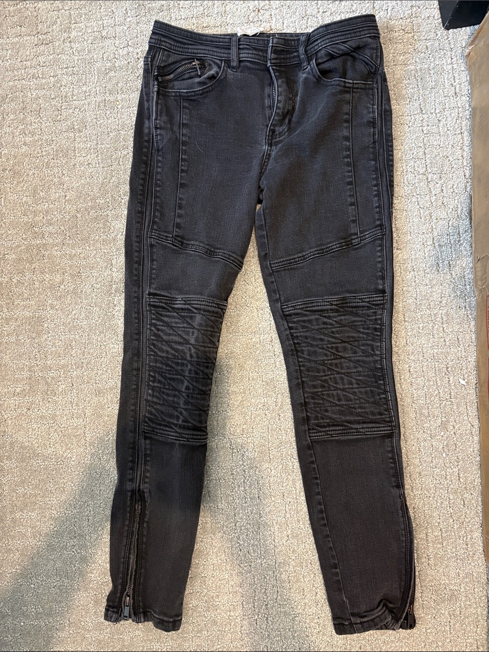 Free people black Skinny Moto Jeans with Knee Paneling